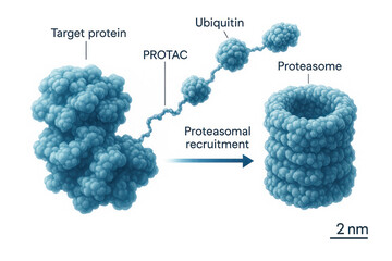 Protein Degradation Pathway: Target Protein, Ubiquitin, and Proteasome