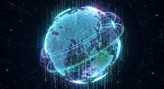 Global Digital Network - A Connected World in the Digital Age. - Powered by Adobe