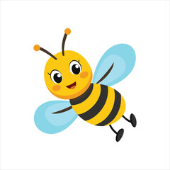Cute Cartoon Honey Bee Insect Flying Kids Fun Design Vector Illustration

