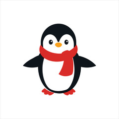 Cute Penguin Cartoon Winter Animal Christmas Kids Fun Design Vector Illustration

