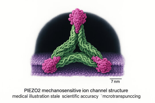 Illustration of a PIEZO2 Mechanosensitive Ion Channel