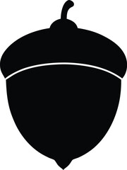 Acorn Black Silhouette Isolated Nature Icon Vector Graphic. Black Silhouette of an Acorn on White Background