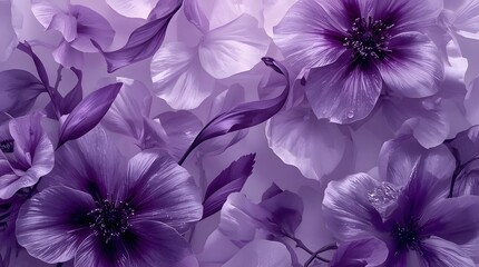 Surreal Luxury purple Floral Background with Translucent Silky Petals Elegant Abstract Botanical Design