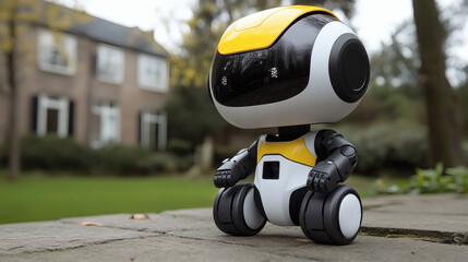 Cute robot toy outdoors