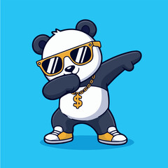 Obraz premium vector concept for cartoon panda bear wearing sunglasses and gold chain dancing funky