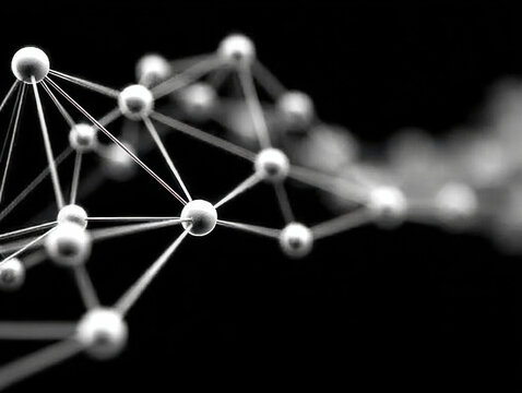 Network of Connectivity: An intricate network of interconnected spheres, representing the complex web of data and information in modern technology.