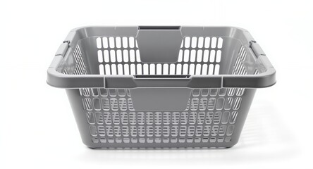 Gray plastic basket on a white background