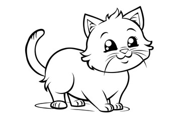 Cute cat coloring page for kids - simple outline