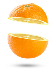 surreal orange sliced in half revealing a lemon interior