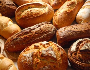 Assorted baked loaves of bread