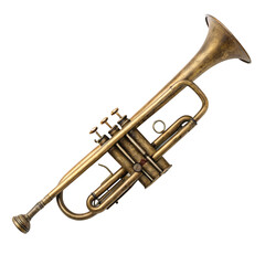 Obraz premium Old vintage trumpet on transparent