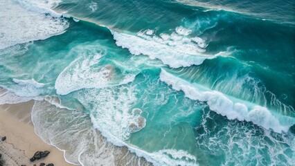 Turquoise Ocean Waves with White Foam —AI GENERATED
