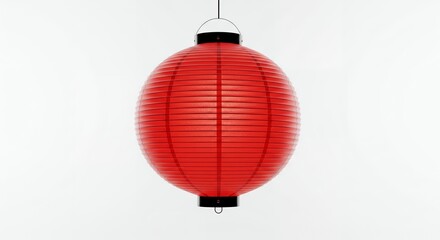 Obraz premium Round Red Paper Lantern on White Background
