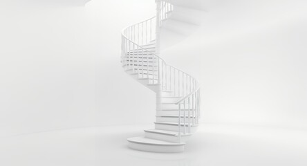 Spiral Staircase in Minimalist White Space