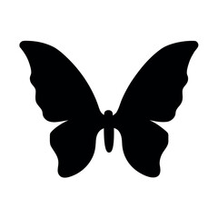 Elegant black silhouette of a butterfly with intricate wing details