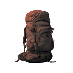 Large rugged outdoor rucksack with multiple compartments and straps backpack hiking