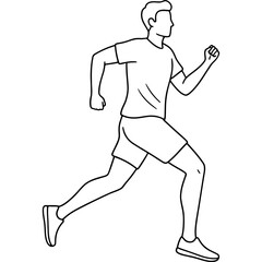 Line art illustration of a young man running, a concept for fitness, exercise, and a healthy lifestyle