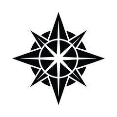 Obraz premium A shiny silver Christmas star decoration with a black and white compass symbol is a beautiful holiday object design