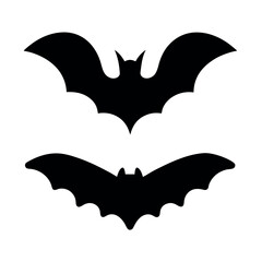 Two silhouetted bats flying against a white background halloween decoration