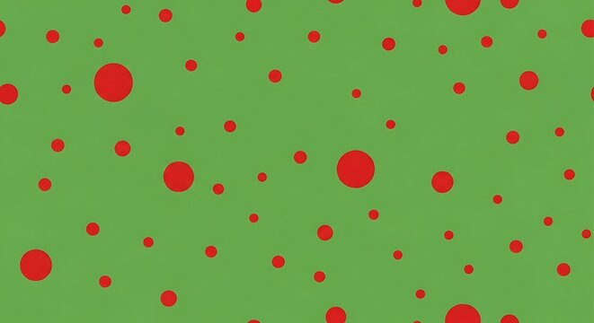 Red Polka Dots on Green Background - A Playful and Festive Design.