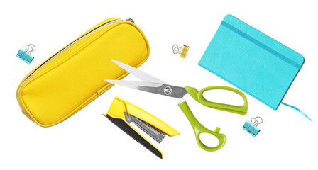 colorful assortment of school and office supplies for creative work
