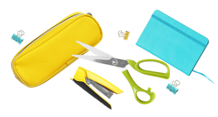 colorful assortment of school and office supplies for creative work