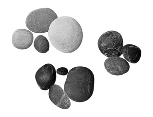 collection of smooth, rounded beach stones in various shades of gray and black