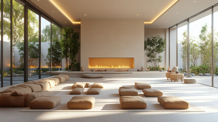 Modern meditation space interior