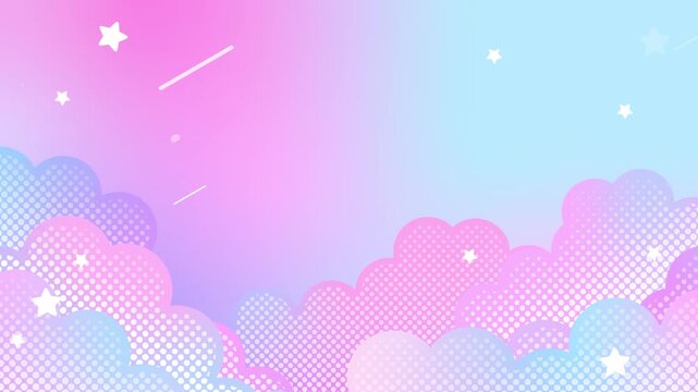 Kawaii Pastel Cloud and Star Motion Graphic Background