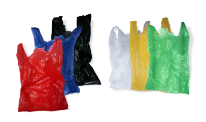 vibrant collection of various colored plastic shopping bags