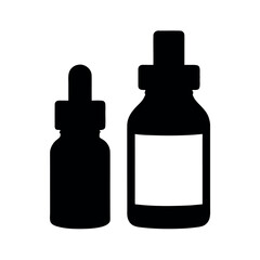 Two silhouette bottles one with dropper and one with label