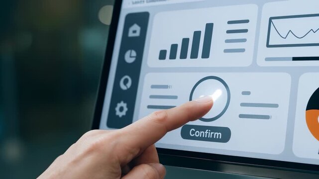 Finger Touch Confirm Button Digital Screen for Factory Energy Strategy Integrating Corporate PPA Hybrid Storage Dashboard Interface Supporting