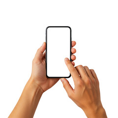 Smartphone Phone Mobile Device Hands Holding Screen White Blank Empty App Mockup