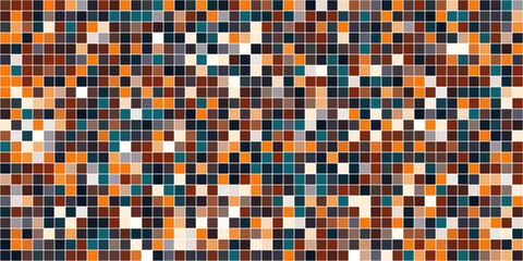 Abstract Mosaic of Earthy Tones and Geometric Squares Pattern.