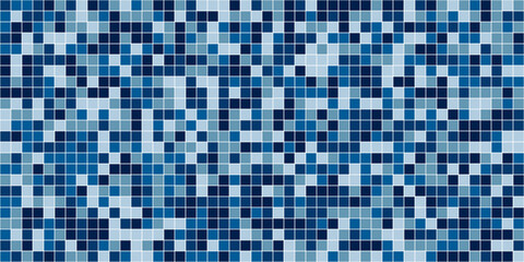 Mosaic Tile Pattern in Shades of Blue and Light Blue.