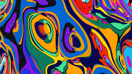 Colorful abstract psychedelic liquid and fluid background pattern