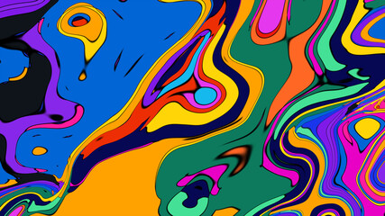 Abstract Psychedelic Brutalism Wave Blob Striped Motion Curves Composition Morphing Amoeba Fluid Shape Background