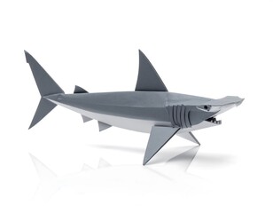 Fototapeta premium 3D origami shark against white