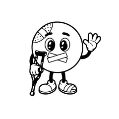Cartoon injured character with crutch and bandage vector illustration graphic design for medical content use