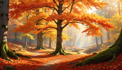 Autumn forest path bathed in sunlight (4)