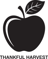 Thanksgiving Apple Silhouette Vector Black on White
