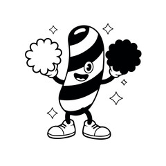 Retro cartoon candy character illustration vector art for graphic design and animation projects use, free