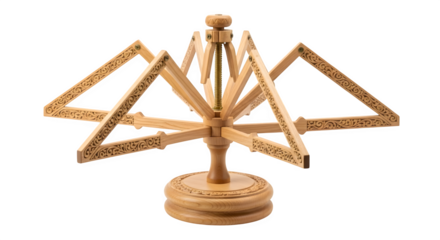 Wooden yarn winder isolated on transparent background, a vintage tool for winding yarn into neat skeins, showcasing traditional textile crafts and techniques