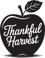 Thanksgiving Apple Silhouette Vector Black on White