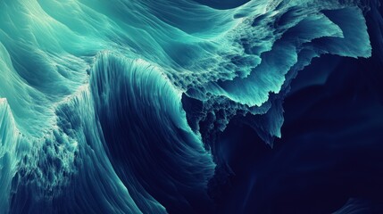 Abstract digital art with flowing shapes in shades of blue and teal