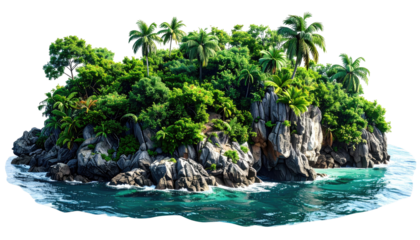 Lush tropical island in turquoise water