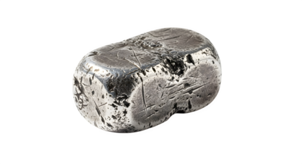 A shiny palladium ingot isolated on transparent background, showcasing its metallic luster and dense form for industrial applications