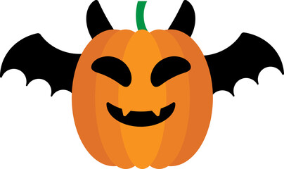 Fototapeta premium Minimal Halloween Pumpkin Bat Wings Icon