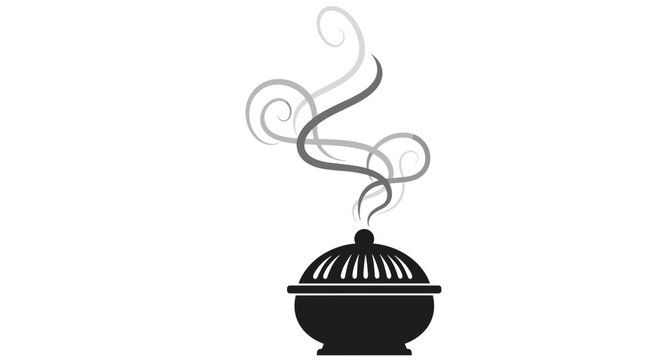 Mysterious Stew: A minimalist illustration of a steaming stew pot, emitting swirls of fragrant vapors, symbolizing warmth, culinary art, and inviting comfort.
