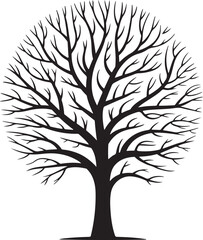 Obraz premium Autumn Tree Silhouette Vector Black on White